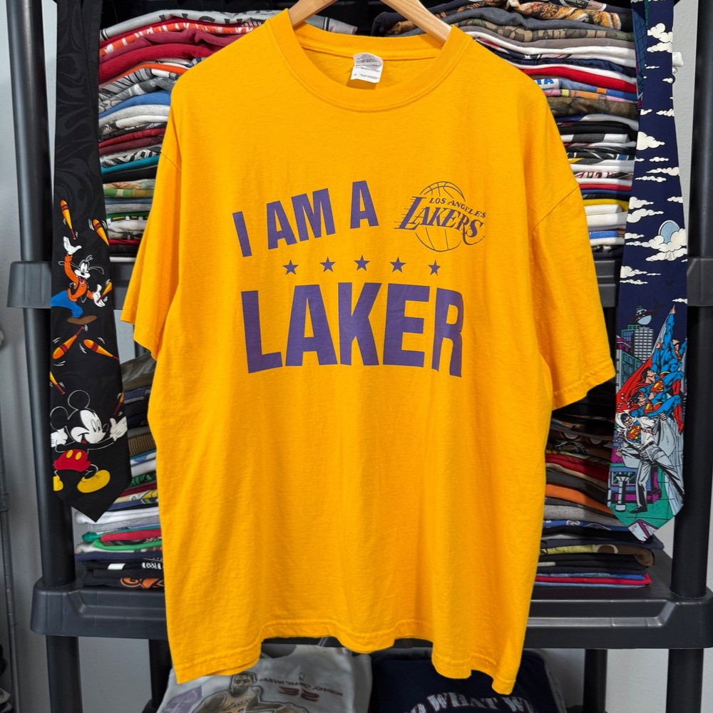 Y2K Yellow Los Angeles Lakers Graphic T-Shirt XL